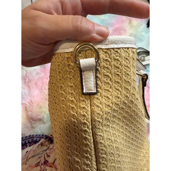 Steve Madden Straw Tote Natural White Crossbody Bag EUC - Picture 8 of 15